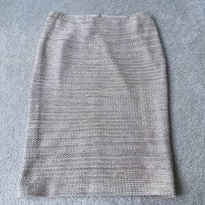 St. John Beige & Bronze Metallic Blend Pencil Skirt Size 8